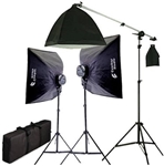 CowboyStudio 2275 Watt Digital Video Continuous Softbox Lighting Kit with Boom and Carrying Case, 2000w Boom Kit